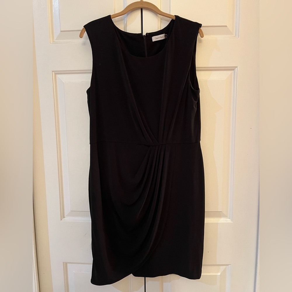 Calvin Klein Classic Black Cocktail Sleeveless Midi Dress EUC Size 14